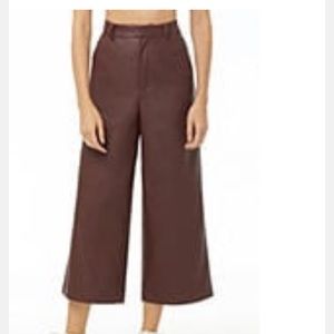 Faux Leather Culottes Pants MEDIUM,BURGUNDY